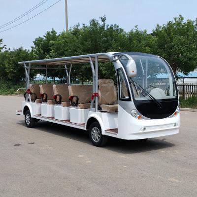 China new arrival 2023 electric guided bus 14 seaters low speed shuttle with warning light 4390*1500*2070mm for sale