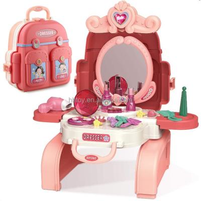 China Plastic 3in1 Role Pretend Play Toys Kids Baby Girl Makeups Sets Beauty Bag Cosmetic Set Toy For Girls for sale