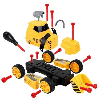 China Friction Toy 7 in 1 Educational Build It Yourself Disassemble Construction Truck Toy Friction Engineering Vehicle Toy for sale