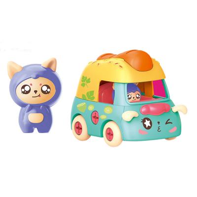 China DIY practice DIY assembly cute food cars, plastic DIY cars include little animal for kids, DIY car with bag toys for sale