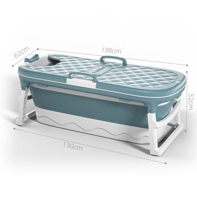 China Viable Collapsible Bathtub Folding Adult Bath Barrel Swimming Tub Plastic Thicken Tub With Cover For Adult for sale