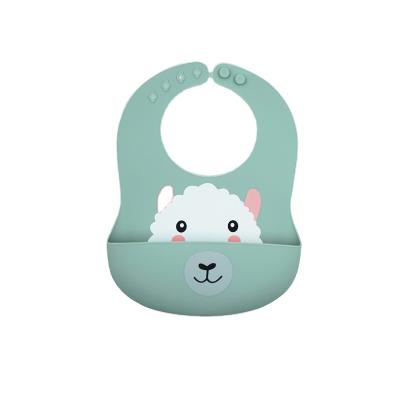 China Easily Washable Clean Durable Waterproof Food Grade Silicone Baby Bib With Custom Pattern for sale