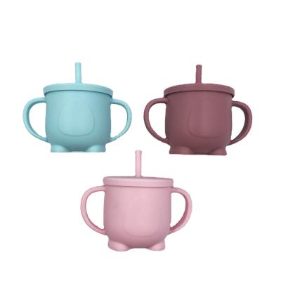 China Factory Sale BPA Free Silicone Heat Resistant Cups Food Grade Reusable Kids Water Drink Cups With Straw for sale