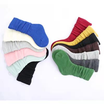 China Antibacterial Winter Thick Warm Newborn Organic Cotton Toddler Baby Solid Colorful Slouch Socks for sale