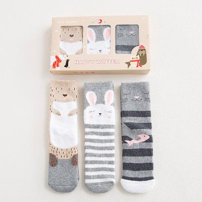 China Christmas Antibacterial Custom Thick Cute Cartoon Gift Box Cozy Organic Cotton Baby Socks Set for sale