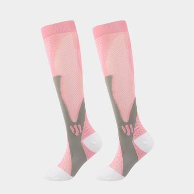 China Breathable Custom Design Cotton Professional Leg Support Pink Womens Compression Socks for sale