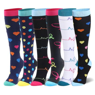 China Breathable Customized Logo Knit Graphic 15-20mmhg Knee High Compression Socks Sport for sale