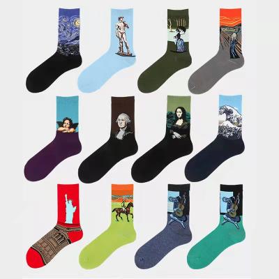 China Fashionable 100% Oil Painting Art Dress Socks Men High Quality Cotton QUICK DRY Socks for sale