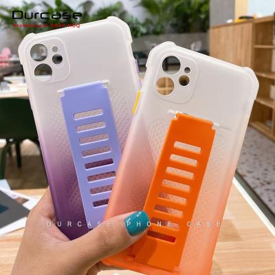 China OEM Gradient Colors Silicone TPU Matte Magnetic Suction Wrist Strap Invisible Cell Phone Case For iPhone 12 Cases for sale