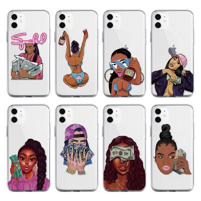 China Silicone custom design clear print black girl cell phone cover tpu to make money friends not for iphone 11 pro se max 2020 for sale