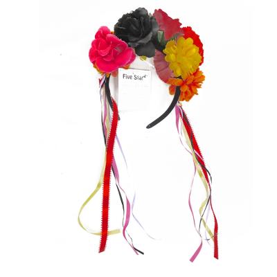 China POLYESTER POLYESTER designed day of the dead flower headband for woman hair accessories women flower headband for sale