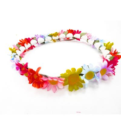 China Wholesale POLYESTER POLYESTER Most Popular Flower Crown Mulity Rainbow Colors Daisy Flower Crown Flover Wreath For Head for sale