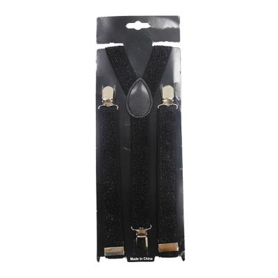 China Wholesale Unisex Daily Occasion Occasion Wear High Quality Black Glitter 2.5Cm Suspenders for sale