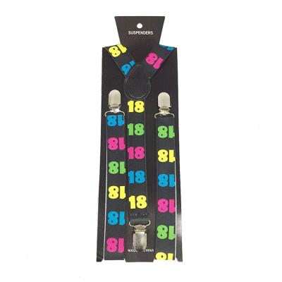 China Daily Occasion Daily Occasion Customized Population 2.5Cm Wholesale Neutral 18 Age Birthday Suspenders for sale