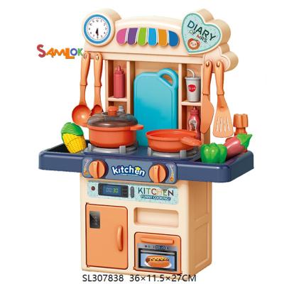 China Eco-friendly Samok 2021 Wholesale Cooking Pretend Game Toys 16 PCS Educational Sets With Light Healthy Water Spray For Kids for sale