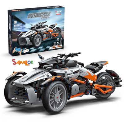 China Samlok 2021 Hot Sale Remote Control Toys Legoing Motorcycle Building Block 1288 pcs Boy Model Gift for sale