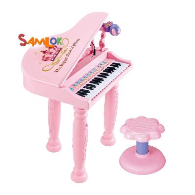 China Toy Samlok Battery Operated 2021 37 Key Pink Princess Piano For Kids Multifunctional Music Educational Piano for sale