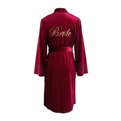 China USA QUICK DRY velvet red export robe nightgown and robe wedding set for sale