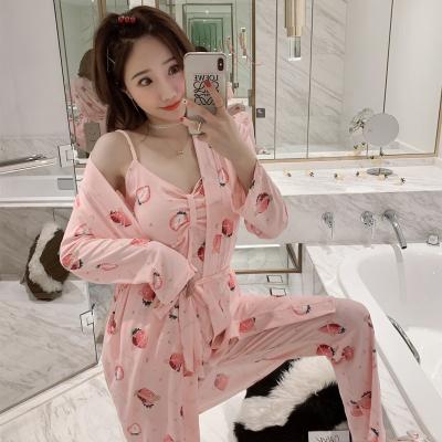 China Autumn QUICK DRY pajamas sets three-piece suit suspender chest protection nightgown pajamas women sexy sleepwear for sale