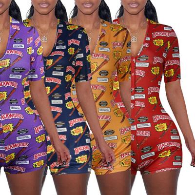 China Bodycon Overalls Villain Onesie Romper Summer Punjabi Print African Black Female Wap Basic QUICK DRY Pajamas Blue Butterfly Set for sale