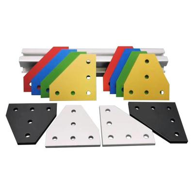 China door & 2020 Window 3030 4040 Five Hole Alloy Angled Aluminum Profile Side Jonit Plate 6 Colors L And T Shape Extrusion Corner Joint Plate for sale