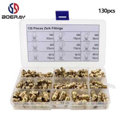 China 130pcs Hydraulic Brass Nipple Zerk Assortment Brass Fitting Kits for sale