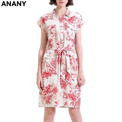 China Factory Wholesale 2020 Anti-static Elegant Women Pink Canvas Dresses With Boton for sale