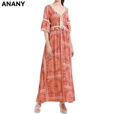 China Anany China Factory Direct Sales Latest Anti-Static Maxi Dress For Ladies One-Piece Dress Designs for sale