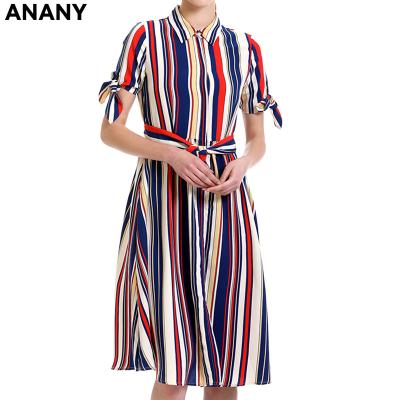 China Anany Anti-Static Woman Clothes 2020 Striped Female Clothes Trending Multi Colors Lady Dress Summer Casual for sale