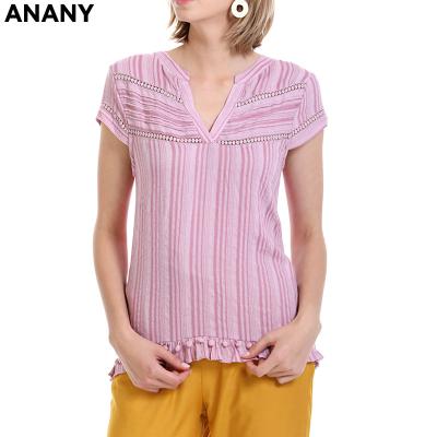 China Anany Quick Delivery Summer Anti-pilling Sleeve Women Shirts Blouses And Tops Shortly Available In Multiple Colors for sale