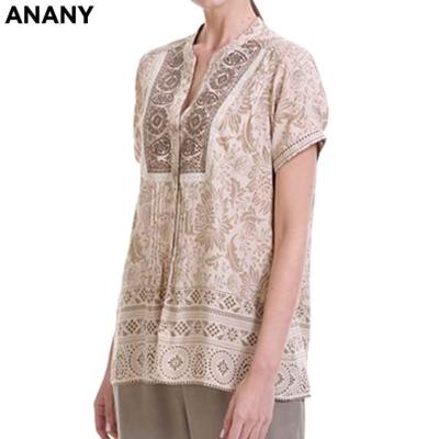 China Anany Hot Sale Ready Made Women's Anti-pilling Tops T-shirts Summer Embroidery Designs For Ladies Tops for sale