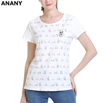 China 2020 New Arrival Fashion Ready Made Short Sleeve Anti-pilling Anany Cotton White Women's T-shirts for sale