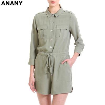 China Anti-pilling Ananya Fashion Casual Women's Summer Polyester Front Pocket Waist Banded High Quality Overalls Shorts for sale