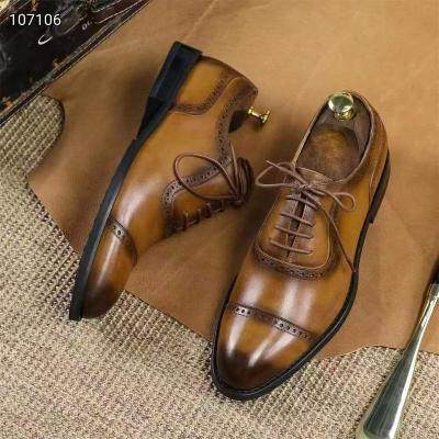 China Deodorization Customizable high-grade leather formal business men's leather shoes leather outsole lace-up design for sale