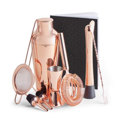 China Custom Parisian Cocktail Kit 8pcs Rose Gold Cocktail Shaker Set Amazon Viable Success Stainless Steel Cocktail Bartender Making Set for sale