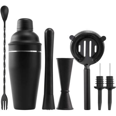 China Amazon Viable Success 7 Pieces Matte Black Cocktail Shaker Bar Set Bartender Kit Bar Accessories Shaker Stainless Steel Cocktail Set for sale