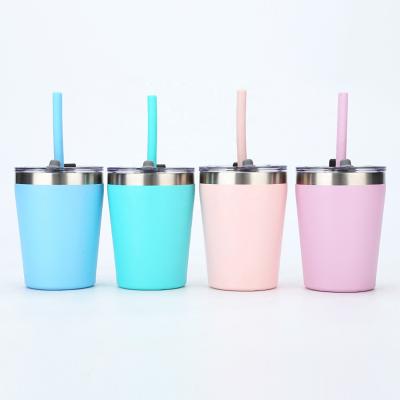 China Luxury Custom Double Walled Vacuum Insulated Tumbler Morden Amazon Stainless Steel Toddler Cups Travel Mug with Silicone Straw 8.5oz/12oz for sale