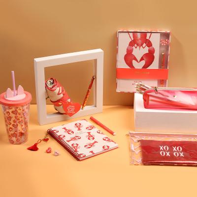 China 100% Eco-Friendly Love Valentine's Day Eco-Friendly Art Supplies Cute Kids School Desk Box Gift Stationery Sets for sale