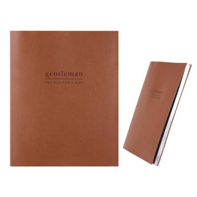 China Fashoion Gift For Man Logo Custom Embossed Silver Edging With Book Marker PU Leather Softcover Notebook for sale