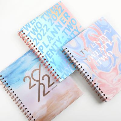 China Unique Custom Spiral Hardcover Journal Notebook Design Fashoion 2022 New Products Watercolor Monthly Planner for sale