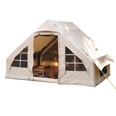 China Diagonal tying type hot sale big tent 5-8 person inflatable cotton glamping camping tent for sale