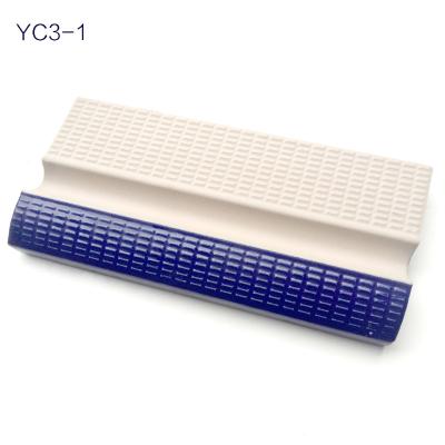 China cheap price blue anti slip finger grip edge ceramic swimming pool tiles for sale