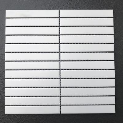 China Modern European 22x145mm white matt finger pattern porcelain mosaic tiles wall for sale