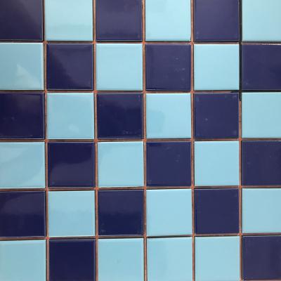 China wholesale swimming pool mixed blue ceramic mosaic tiles for sale