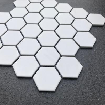 China 51*59mm white hexagon ceramic floor mosaic tiles for sale