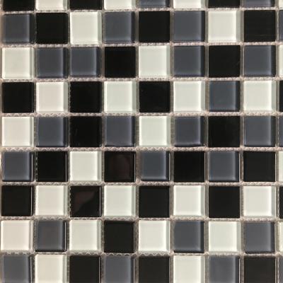 China foshan decorated 25x25mm black and white glass mosaic for sale