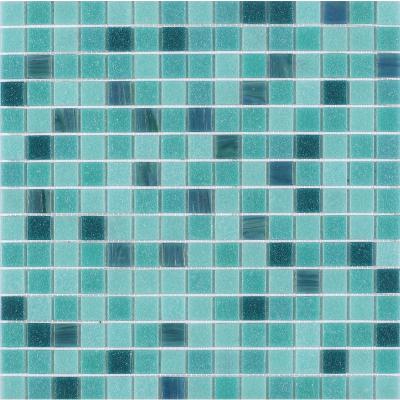 China 20x20mm new style mixed green hot melt swimming pool glass mosaic tiles for sale