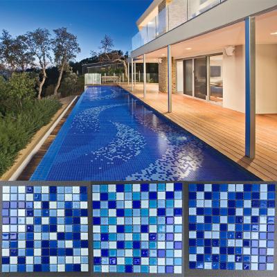 China 25*25mm cheap mix color crystal pool mosaic glass mosaic tile for sale