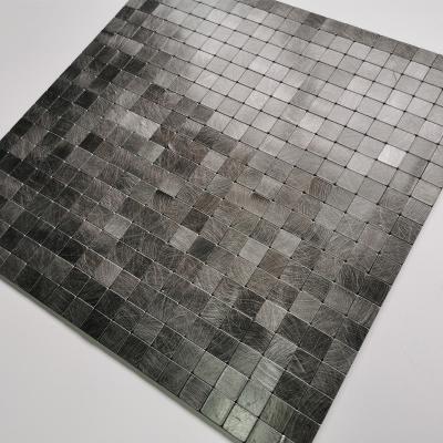 China Modern simple self-adhesive metal Aluminum panel peel and stick mosaic wall decorative for bathroom wall for sale