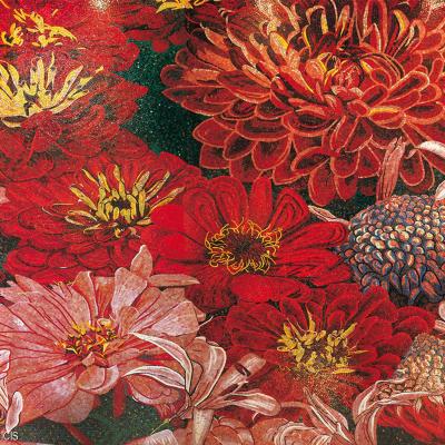 China Customized Mosaic Mural Red Flower Pattern Ceramic Glass Mosaic Tiles for sale